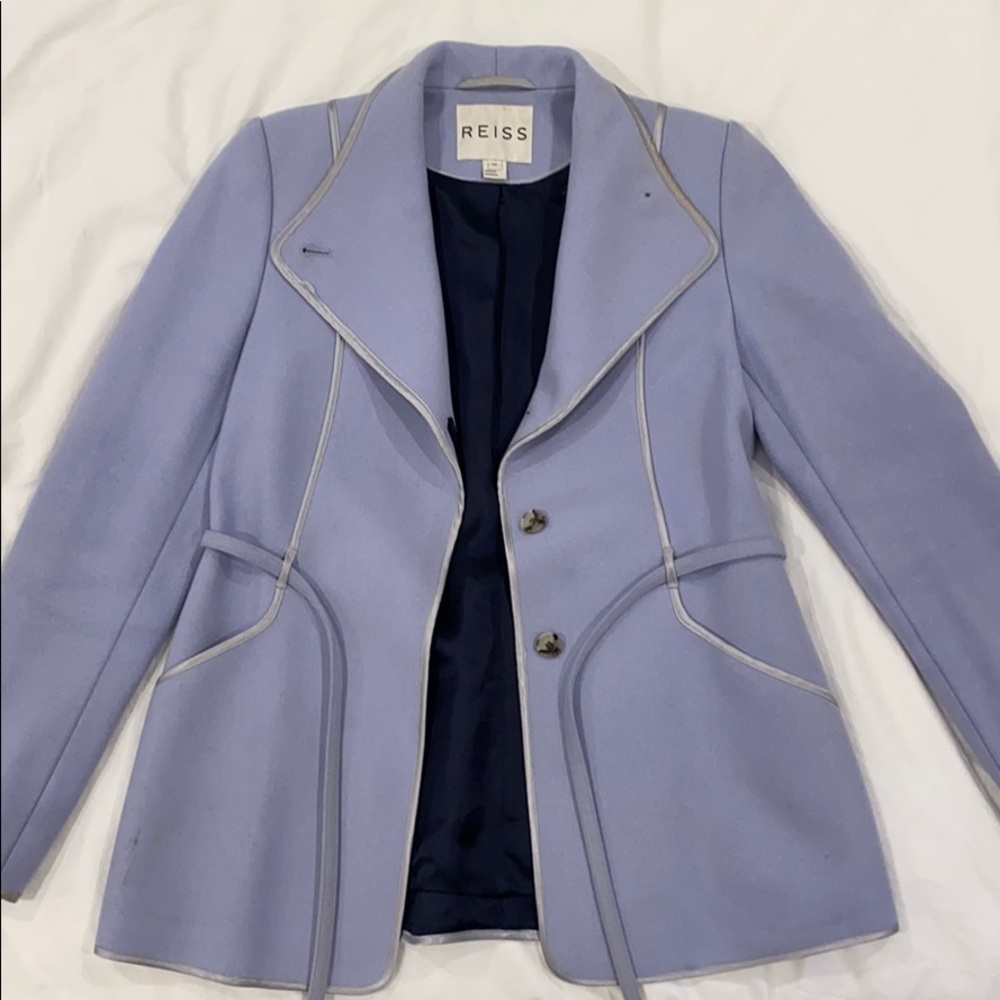 REISS Light Periwinkle Silver Winter Dress Coat